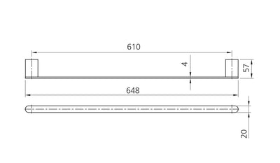 OLIVERI MADRID SINGLE NON HEATED TOWEL RAIL CHROME (AVAILABLE IN 650MM AND 800MM)
