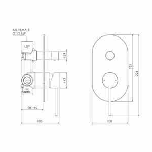 FELTON LINEA DIVERTER MIXER 224MM CHROME