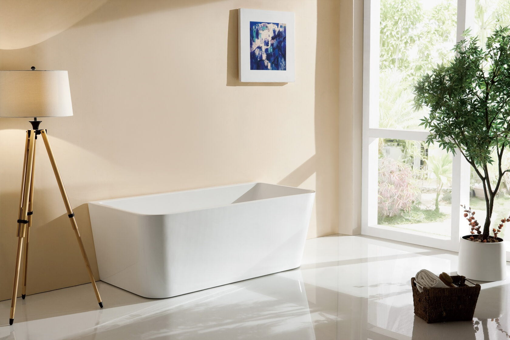 RIVA MANDY BACK TO WALL BATHTUB GLOSS WHITE (AVAILABLE IN 1500MM AND 1600MM)