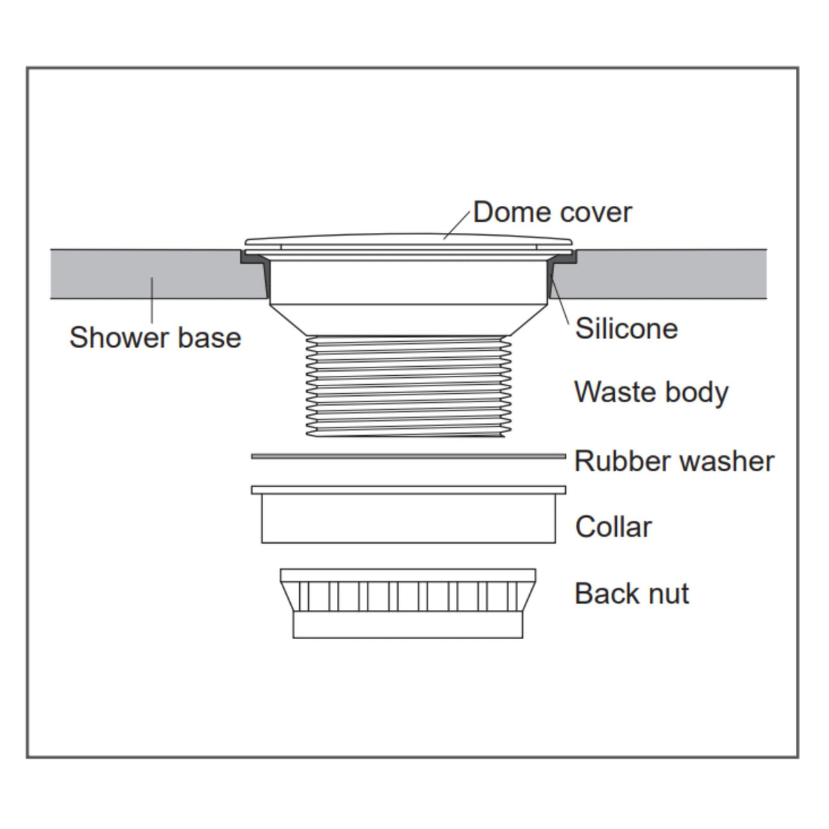 JOHNSON SUISSE MARBLETREND FLINDERS SMC TWO TILE FLANGE CENTRE OUTLET CORNER SHOWER BASE 900MM WHITE