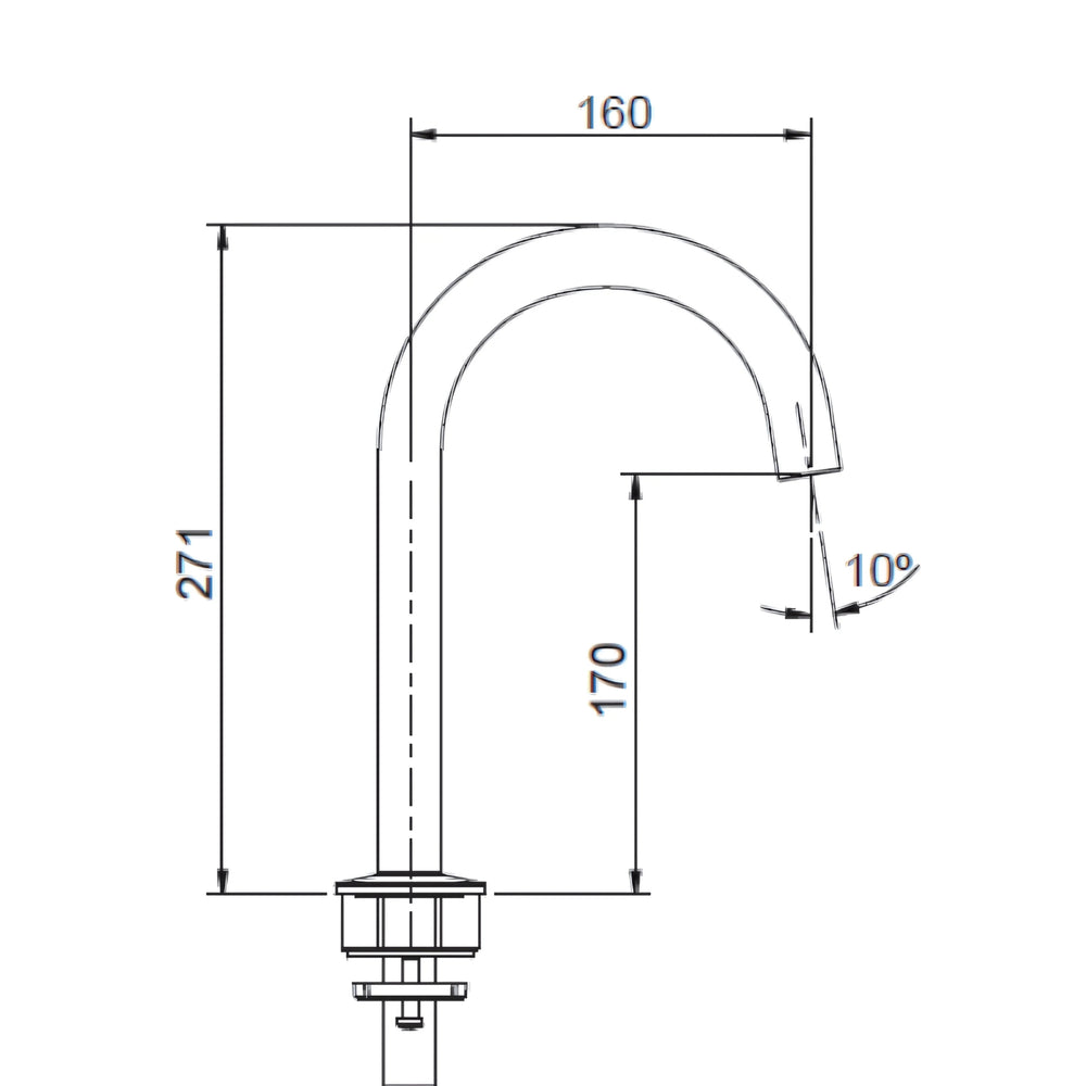 KOHLER COMPONENTS HOB MOUNT TUBE BASIN SPOUT 160MM MATTE BLACK