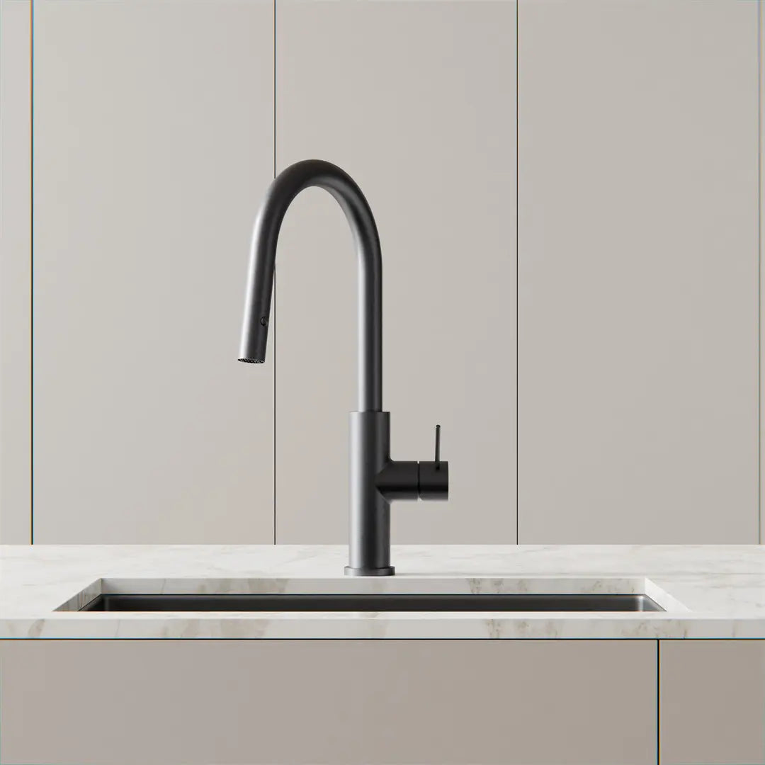 NERO MECCA SMART SENSOR PULL OUT KITCHEN MIXER 438MM GUN METAL