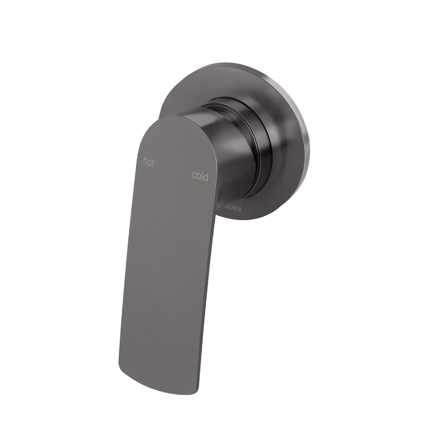 PHOENIX MEKKO SWITCHMIX WALL MIXER W/ ROUND BACKPLATE FIT-OFF AND ROUGH-IN KIT BRUSHED CARBON