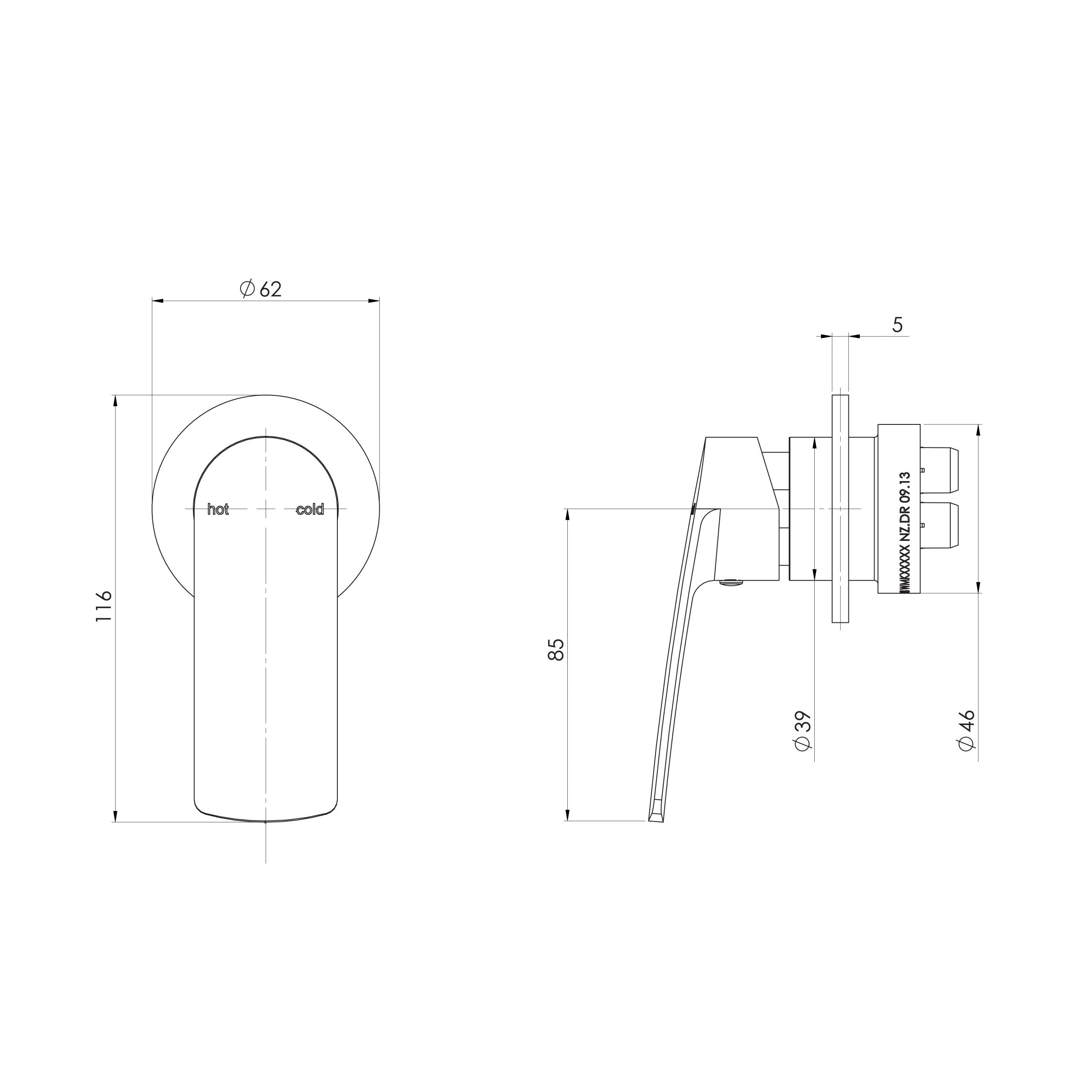 PHOENIX MEKKO SWITCHMIX WALL MIXER W/ ROUND BACKPLATE FIT-OFF AND ROUGH-IN KIT CHROME