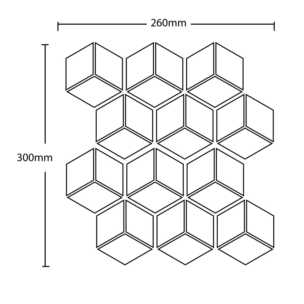 MUSES MISTERY DARK GREY MATTE 260X300MM DIAMOND MOSAIC TILE (PER BOX)