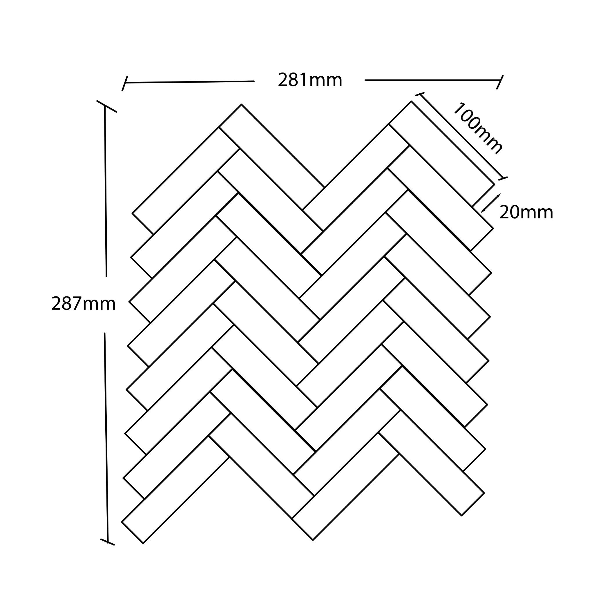 ELITE BRACCA BIANCO MATTE 287X281MM HERRINGBONE MOSAIC TILE (PER BOX)