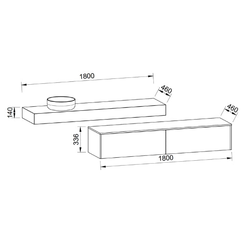 TIMBERLINE MILAN CUSTOM WALL HUNG VANITY (ALL SIZING)