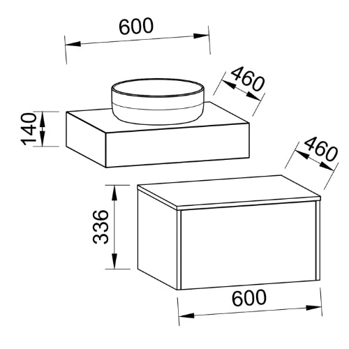 TIMBERLINE MILAN CUSTOM WALL HUNG VANITY (ALL SIZING)