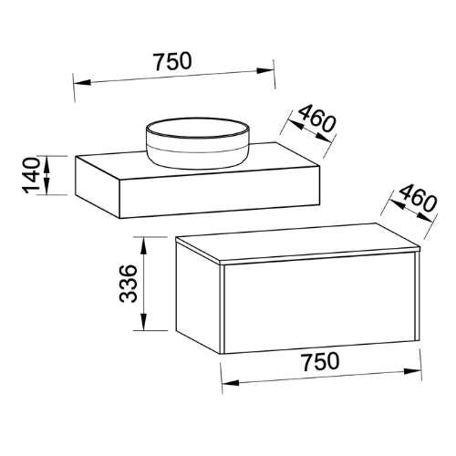TIMBERLINE MILAN CUSTOM WALL HUNG VANITY (ALL SIZING)