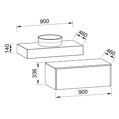 TIMBERLINE MILAN CUSTOM WALL HUNG VANITY (ALL SIZING)