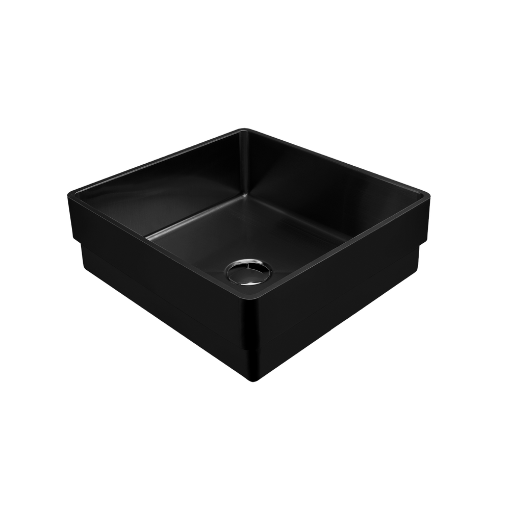 OLIVERI MILAN RECTANGULAR STAINLESS STEEL INSET BASIN BLACK 400MM