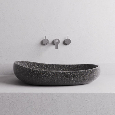 MADU MILLA ABOVE COUNTER BASIN TERRAZO STONE BLACK 500MM