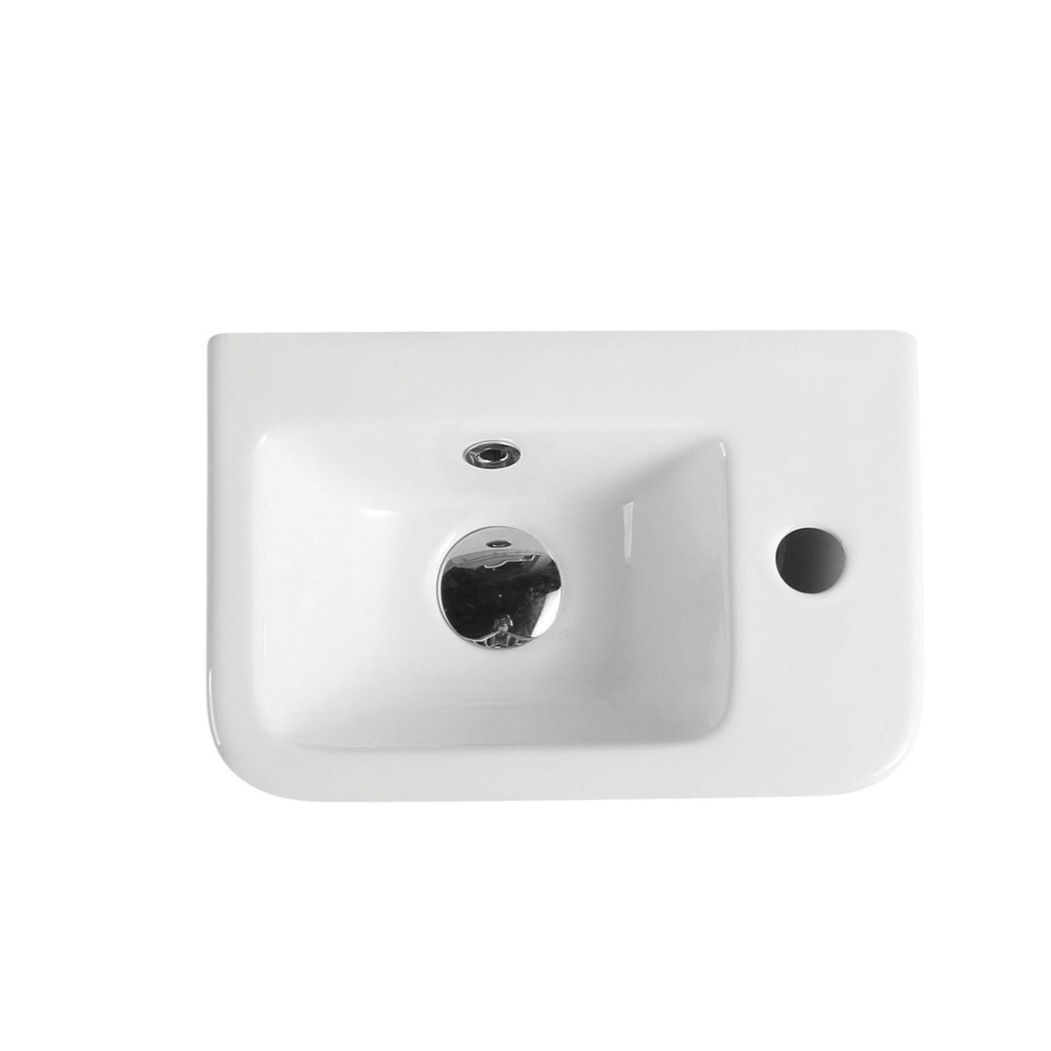 MERCIO MINI RECTANGULAR WALL HUNG LEFT HAND COMPACT BASIN GLOSS WHITE 375MM