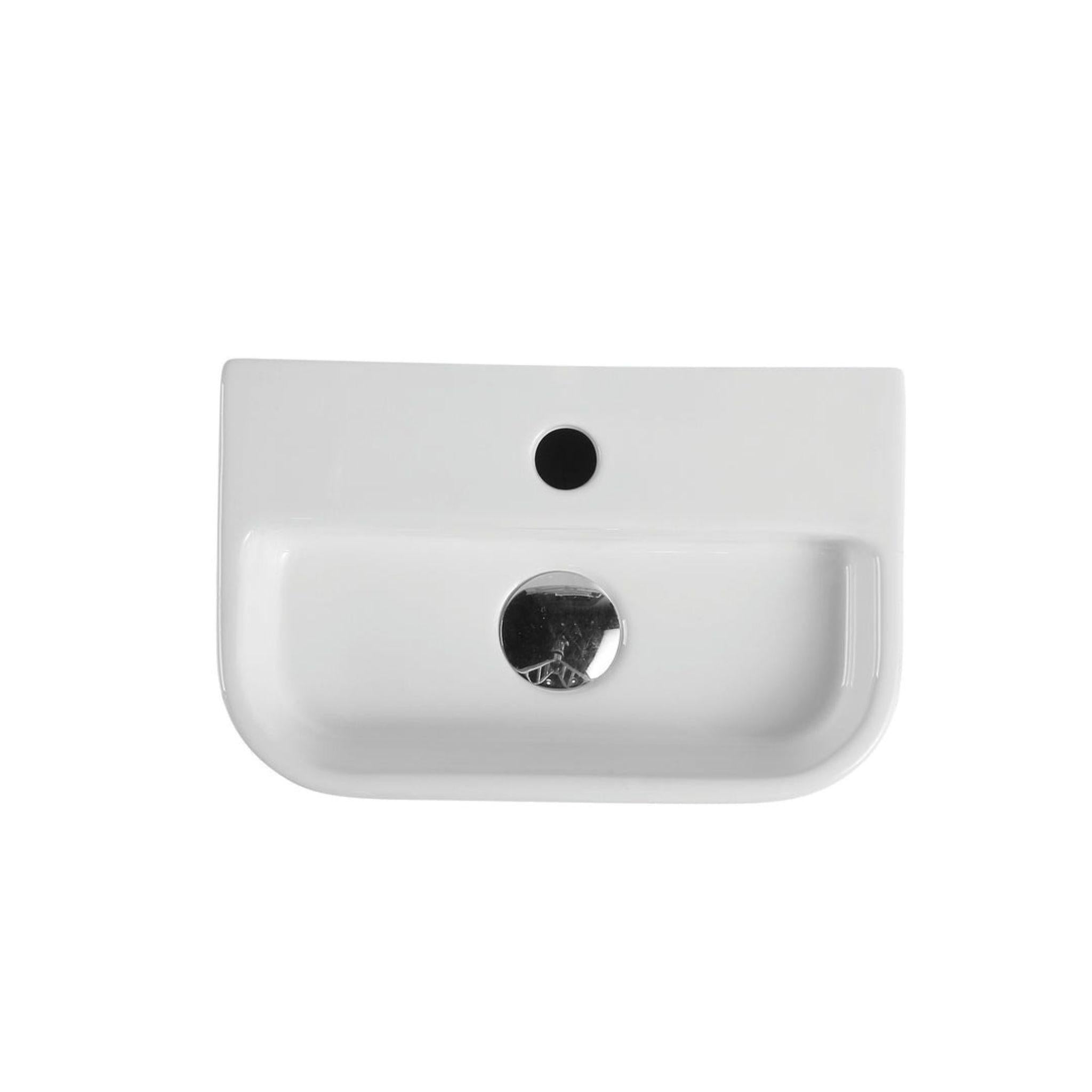 MERCIO MINI RECTANGULAR WALL HUNG COMPACT BASIN GLOSS WHITE 380MM