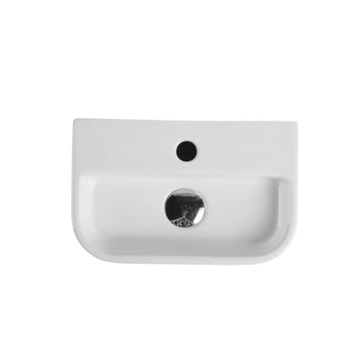 MERCIO MINI RECTANGULAR WALL HUNG COMPACT BASIN GLOSS WHITE 380MM