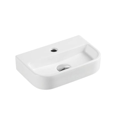 MERCIO MINI RECTANGULAR WALL HUNG COMPACT BASIN GLOSS WHITE 380MM