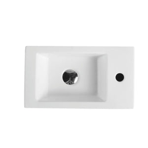 MERCIO MINI RECTANGULAR WALL HUNG COMPACT BASIN GLOSS WHITE 470MM