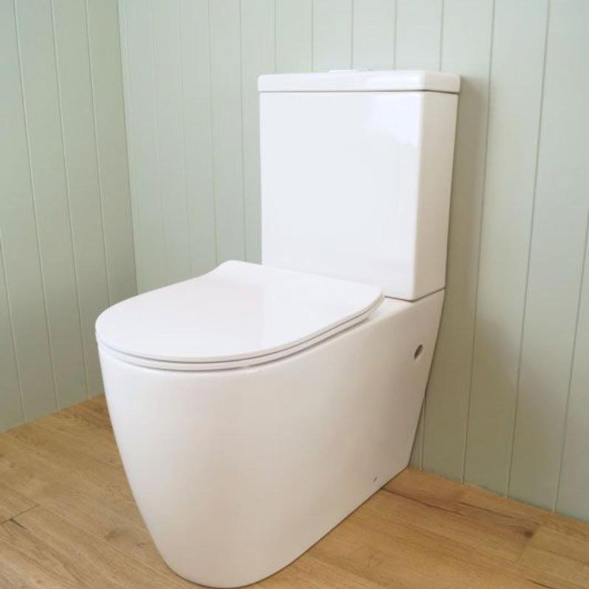 TURNER HASTINGS NARVA RIMLESS BACK TO WALL CLOSE COUPLED TOILET SUITE GLOSS WHITE