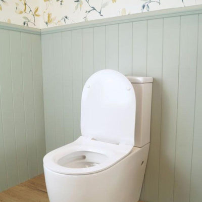 TURNER HASTINGS NARVA RIMLESS BACK TO WALL CLOSE COUPLED TOILET SUITE GLOSS WHITE