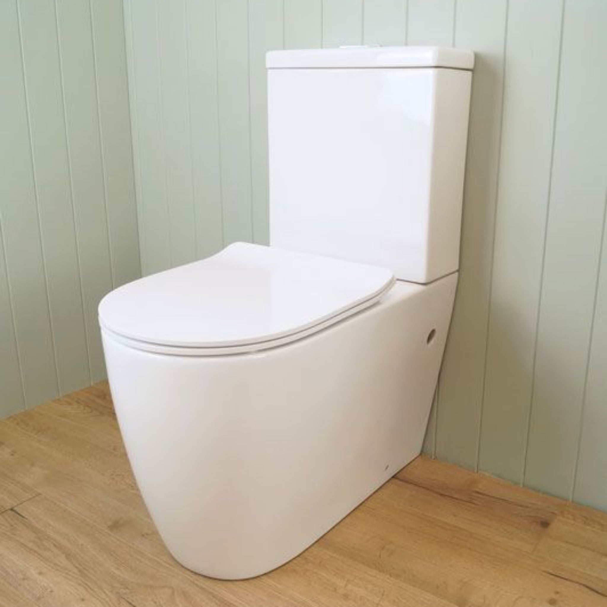 TURNER HASTINGS NARVA RIMLESS BACK TO WALL CLOSE COUPLED TOILET SUITE GLOSS WHITE