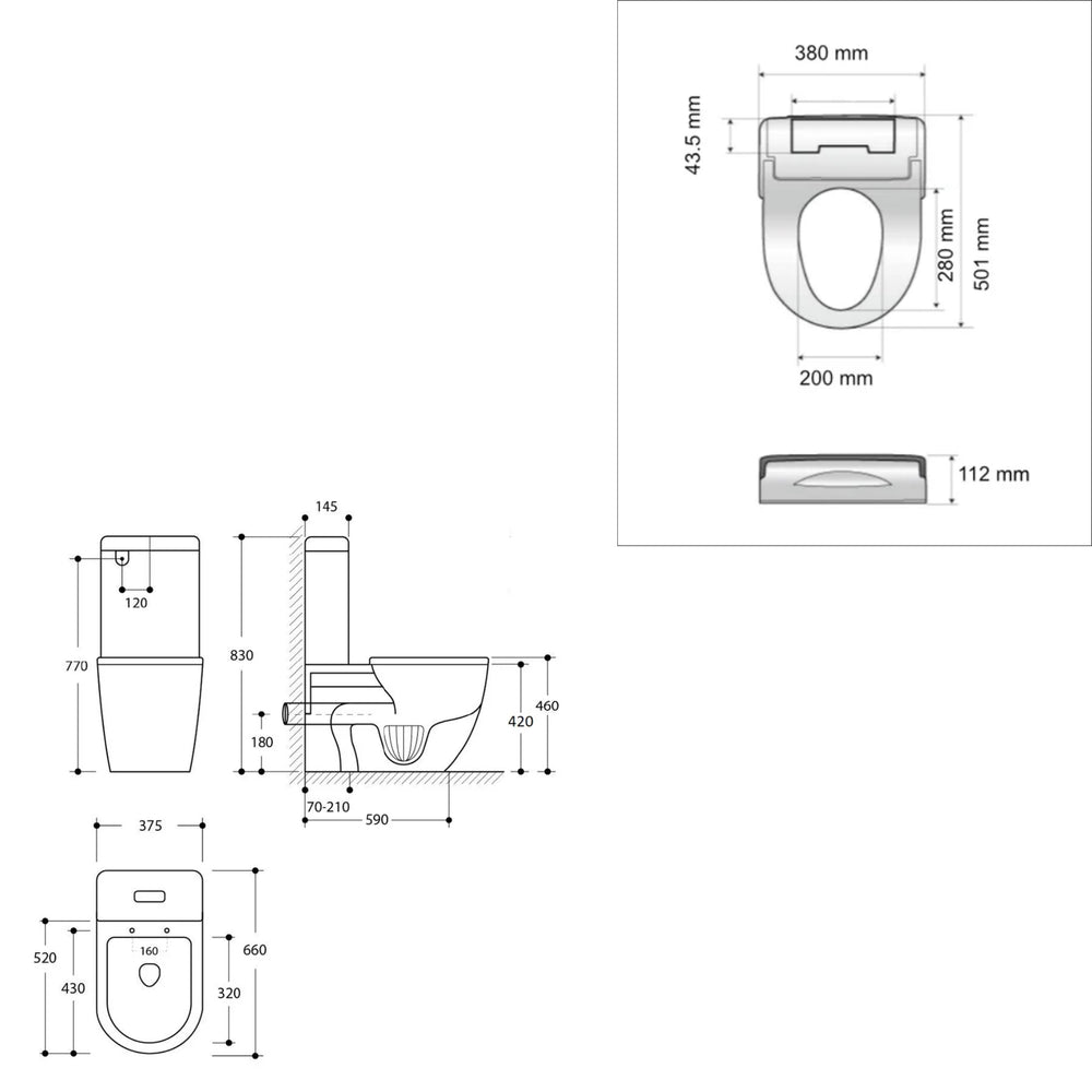 TURNER HASTINGS NARVA BACK-TO-WALL TOILET WITH DIB ULTRA SLIM REMOTE CONTROL BIDET ELONGATED GLOSS WHITE
