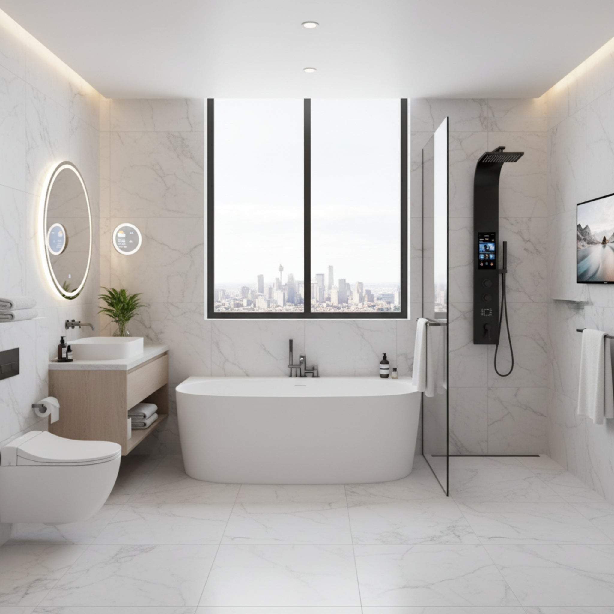 TURNER HASTINGS NARVA MAGNACAST BACK TO WALL BATHTUB GLOSS WHITE 1580MM