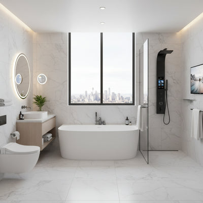 TURNER HASTINGS NARVA MAGNACAST BACK TO WALL BATHTUB GLOSS WHITE 1580MM