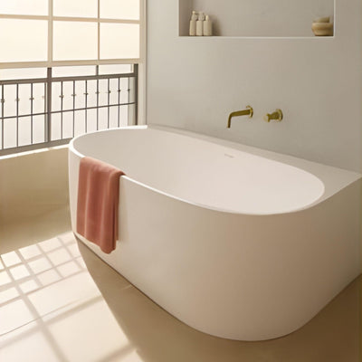TURNER HASTINGS NARVA MAGNACAST BACK TO WALL BATHTUB MATTE WHITE 1580MM