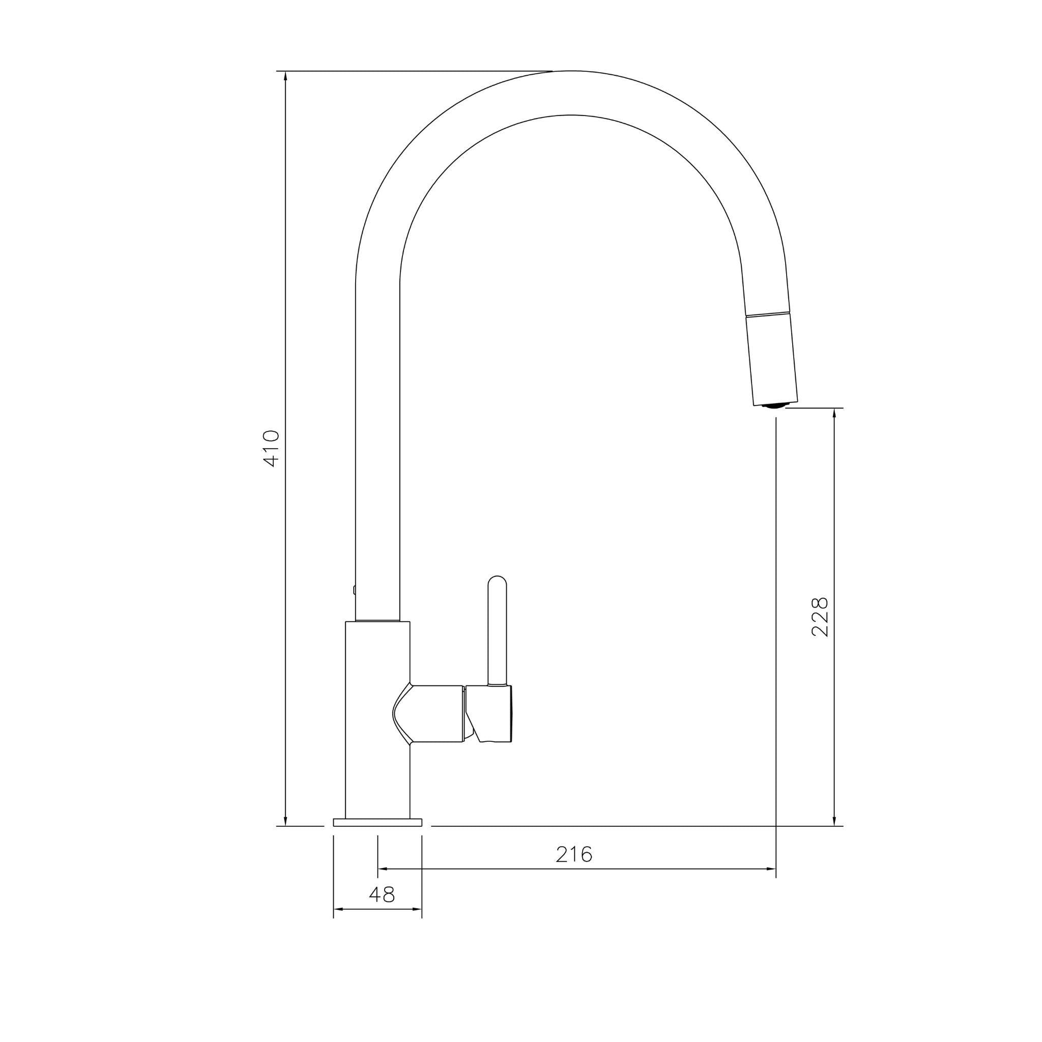TURNER HASTINGS NAPLES PULL OUT SINK MIXER 410MM CHROME