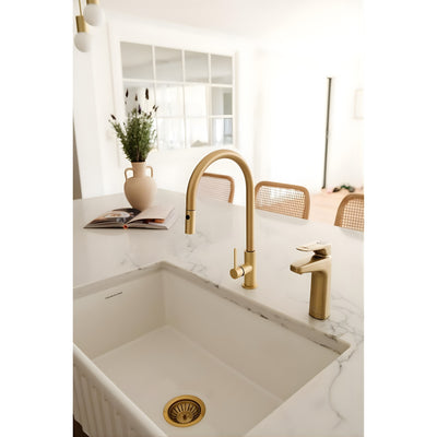 TURNER HASTINGS NAPLES PULL OUT SINK MIXER 410MM BRUSHED BRASS