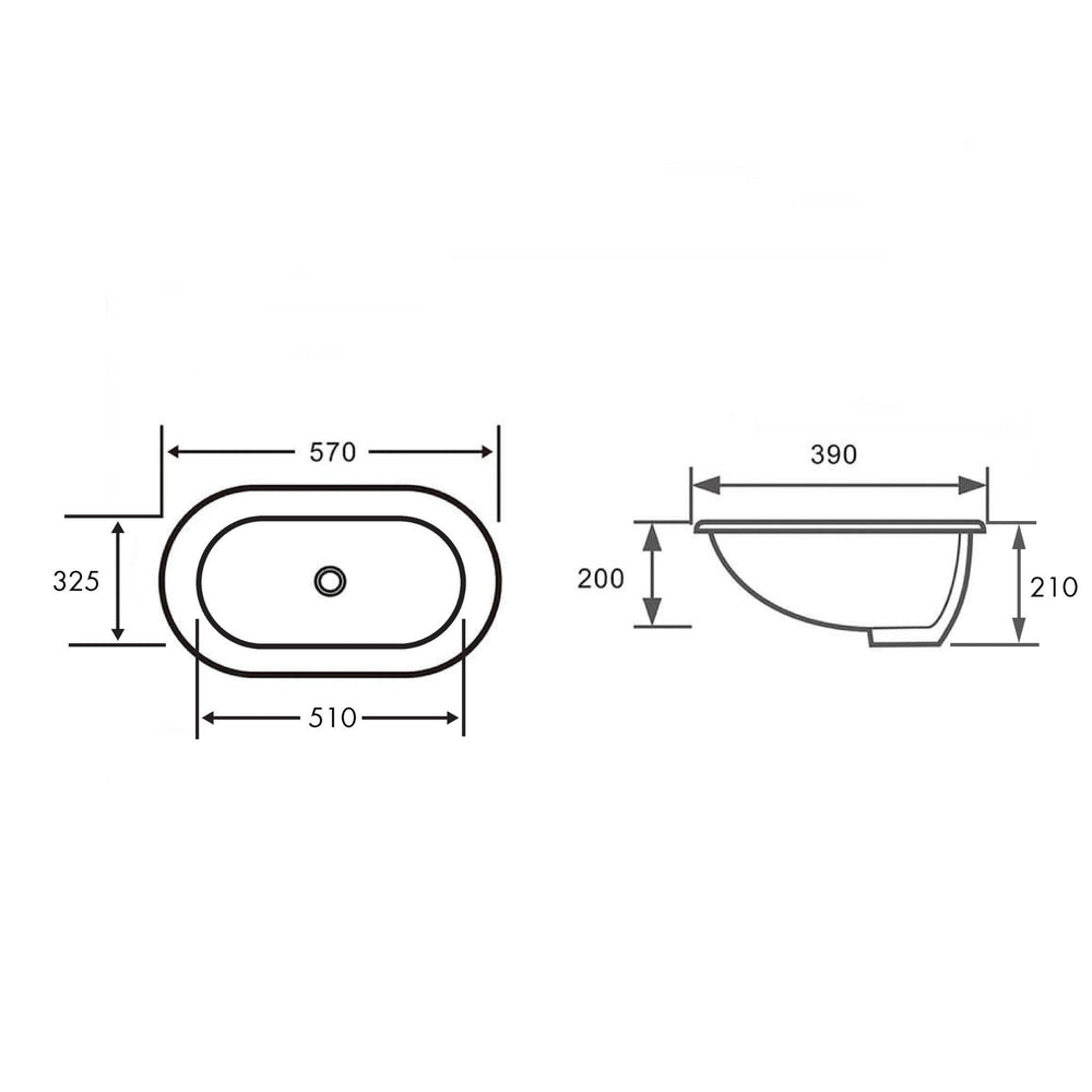 TURNER HASTINGS NARVA OVAL UNDER COUNTER PILL BASIN GLOSS WHITE 570MM