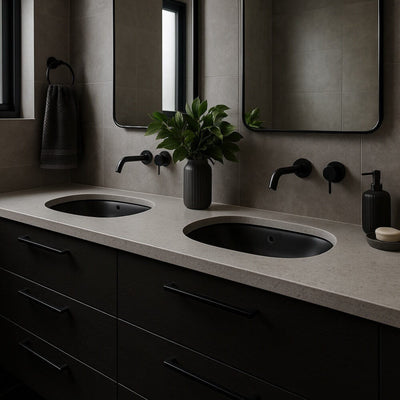 TURNER HASTINGS NARVA OVAL UNDER COUNTER PILL BASIN MATTE BLACK 570MM