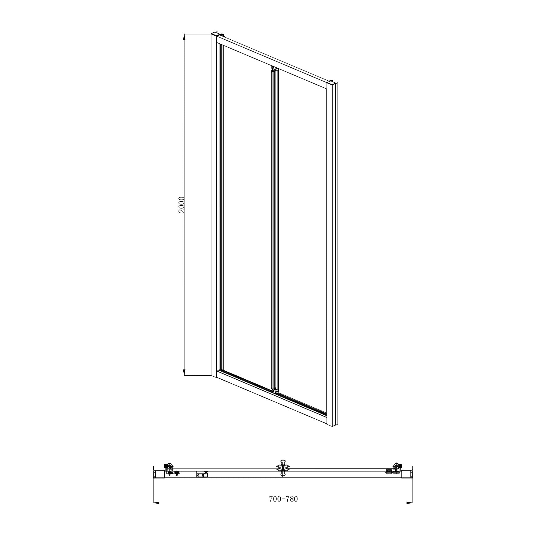 COVEY FULL FRAMED BI FOLD SWIVAL SHOWER SCREEN MATTE BLACK
