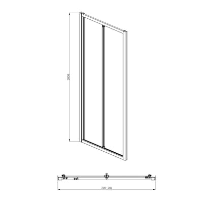 COVEY FULL FRAMED BI FOLD SWIVAL SHOWER SCREEN MATTE BLACK