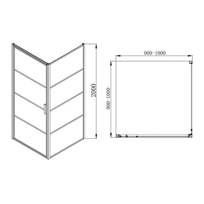 COVEY SEMI FRAMELESS PIVOT DOOR CORNER SHOWER SCREEN MATTE BLACK