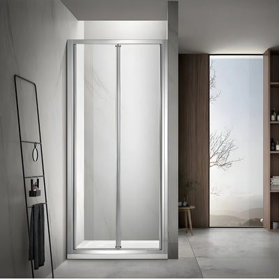 COVEY FULL FRAMED BI FOLD SWIVAL SHOWER SCREEN CHROME