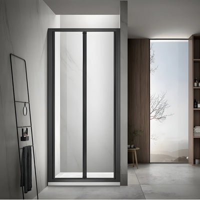 COVEY FULL FRAMED BI FOLD SWIVAL SHOWER SCREEN MATTE BLACK