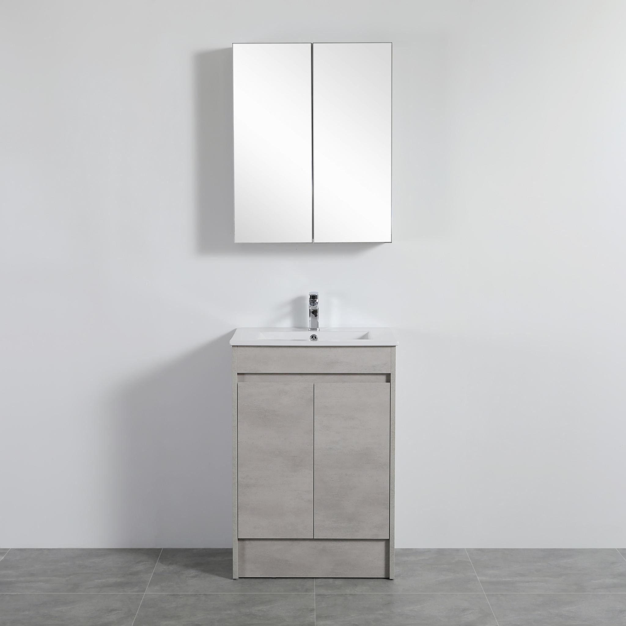 POSEIDON NOVA CONCRETE GREY MIRROR SHAVING CABINET 600X750MM