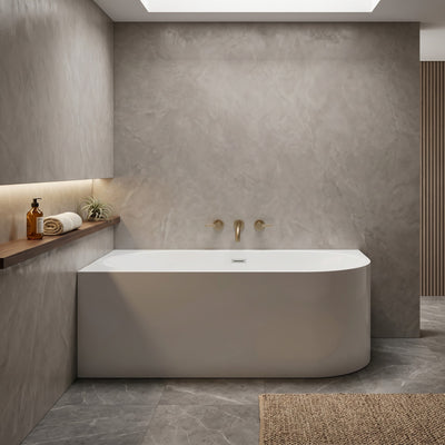 INFINITY NERIDA LEFT CORNER BATHTUB WITH OVERFLOW MATTE WHITE (MULTIPLE SIZES AVAILABLE)