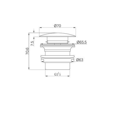 NERO BATH POP-UP PLUG WITH REMOVABLE WASTE NO OVERFLOW 40MM MATTE BLACK