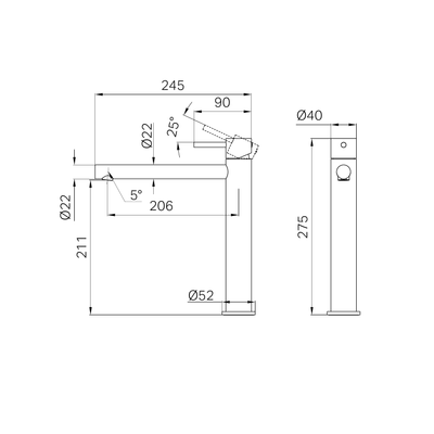 NERO DOLCE II LEAD FREE TALL BASIN MIXER 275MM MATTE BLACK