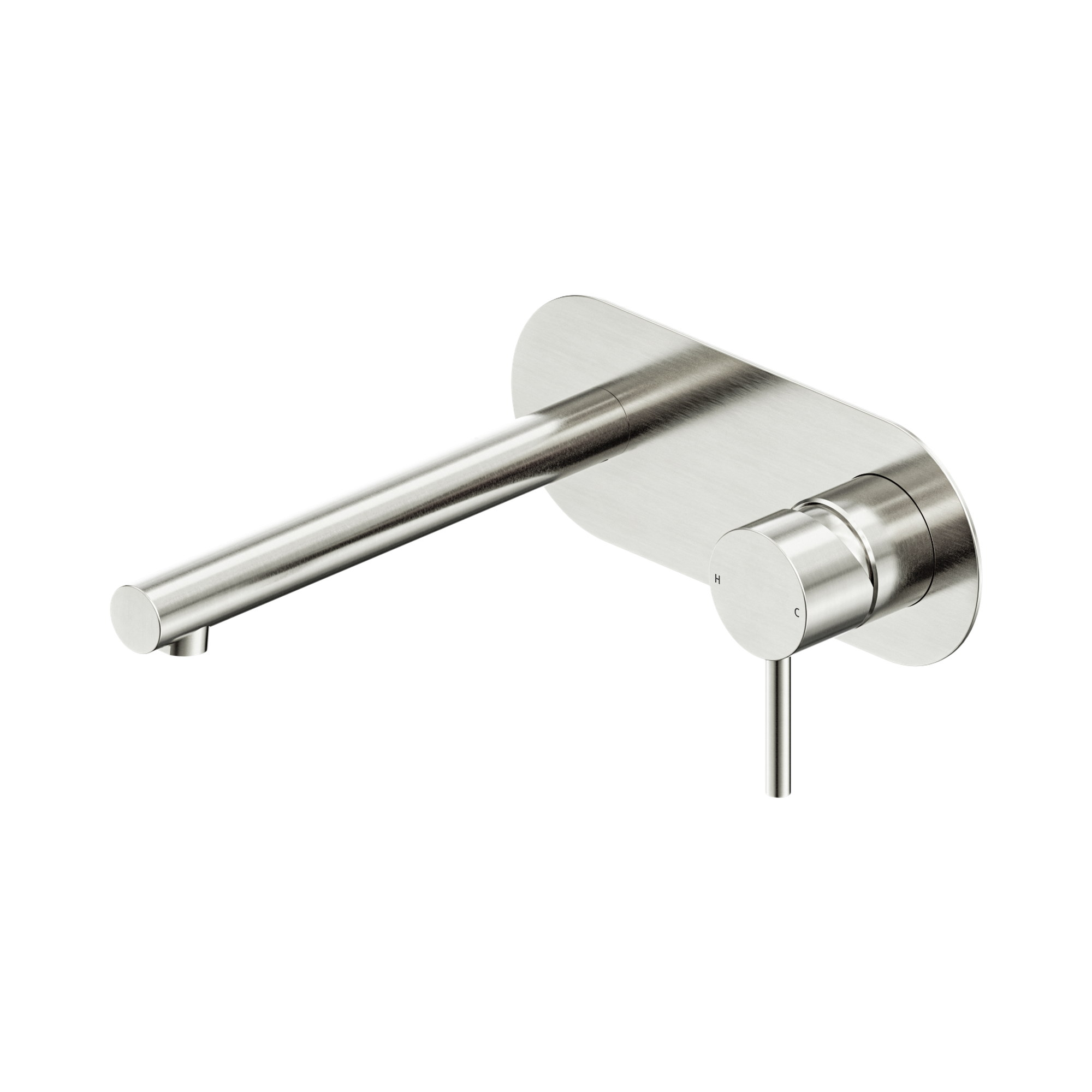 NERO DOLCE II LEAD FREE WALL BASIN / BATH MIXER 200MM BRUSHED NICKEL