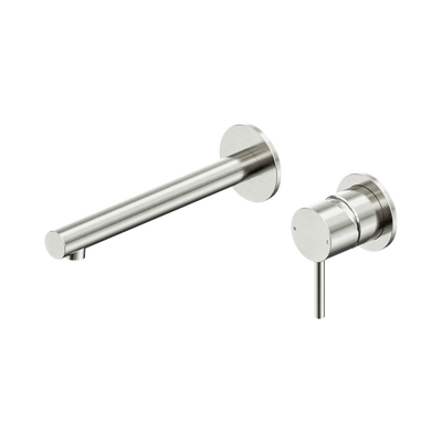 NERO DOLCE II LEAD FREE WALL BASIN / BATH MIXER SEPARATE BACK PLATE 206MM BRUSHED NICKEL