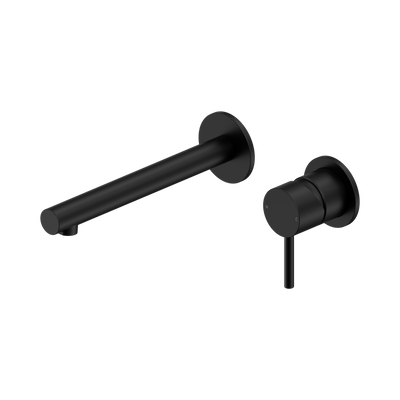 NERO DOLCE II LEAD FREE WALL BASIN / BATH MIXER SEPARATE BACK PLATE 206MM MATTE BLACK