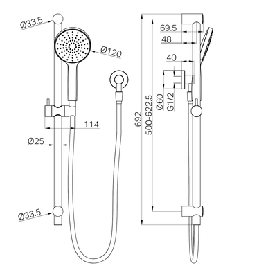 NERO DOLCE II RAIL SHOWER 692MM GUN METAL