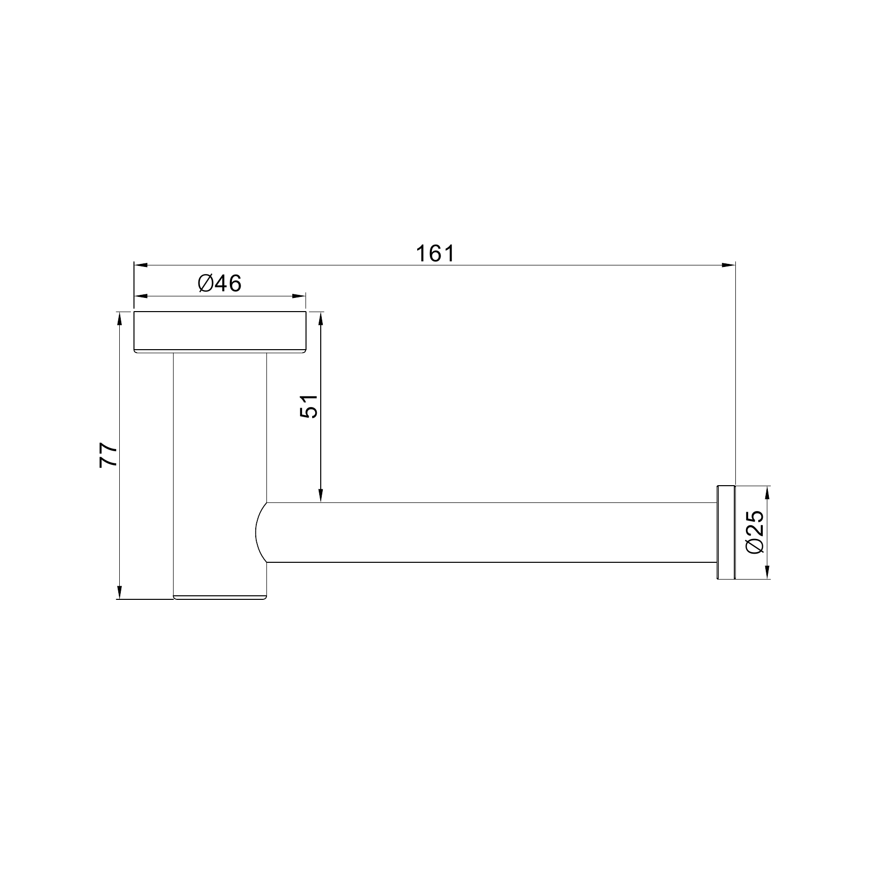 NERO DOLCE II TOILET ROLL HOLDER 161MM MATTE BLACK