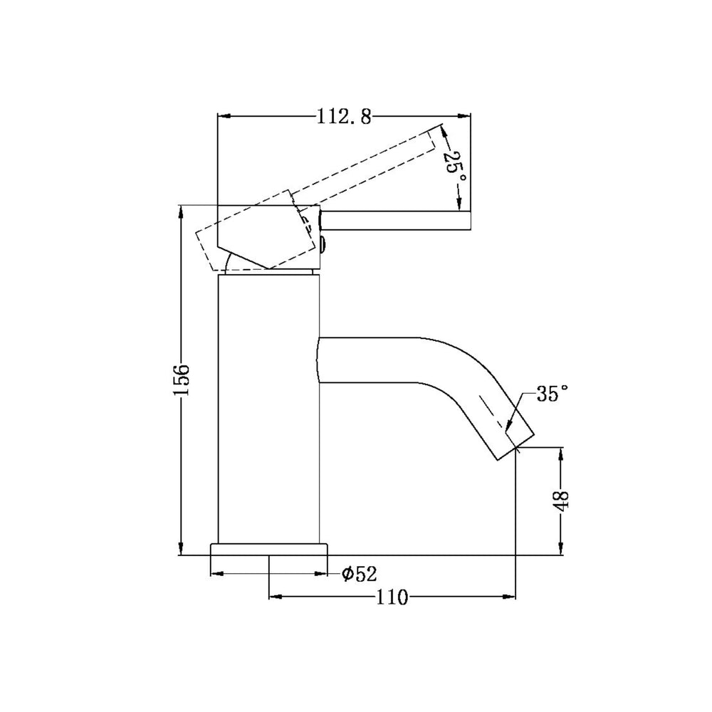 NERO DOLCE LEAD FREE BASIN MIXER STYLISH SPOUT 156MM BRUSHED NICKEL