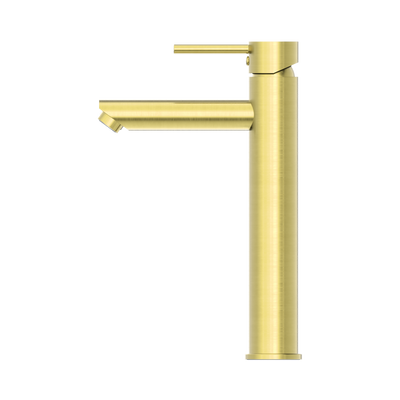 NERO DOLCE LEAD FREE TALL BASIN MIXER STRAIGHT SPOUT 286MM BRUSHED GOLD