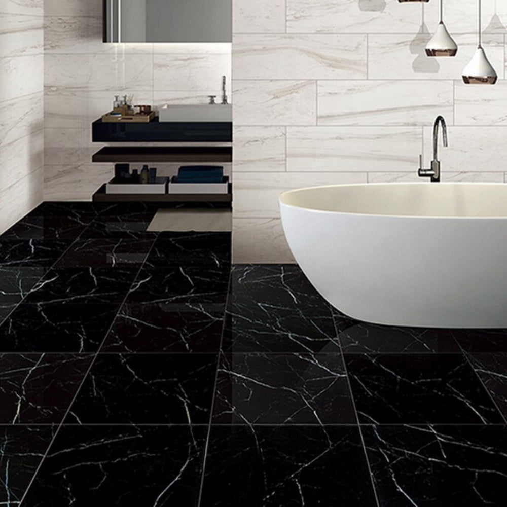 EVERSTONE EUROMARMO NERO MAQUINA HONED 600X600MM SQUARE TILE (PER BOX)