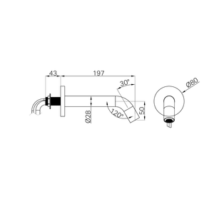 NERO MECCA WALL MOUNT SENSOR SPOUT 197MM CHROME